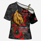 Brisbane Broncos ANZAC Personalised Cross Shoulder Shirt Lest We Forget Poppy Camo