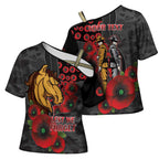 Brisbane Broncos ANZAC Personalised Cross Shoulder Shirt Lest We Forget Poppy Camo