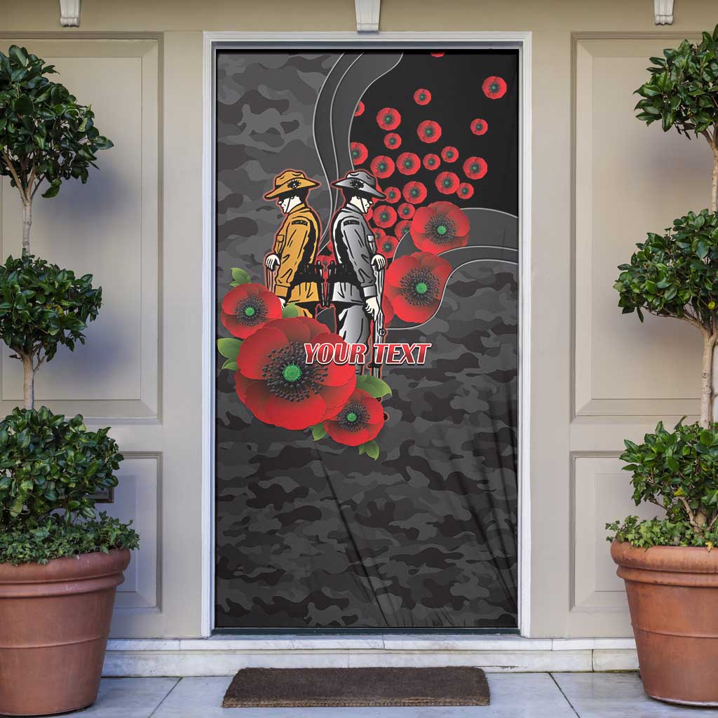 Brisbane Broncos ANZAC Personalised Door Cover Lest We Forget Poppy Camo
