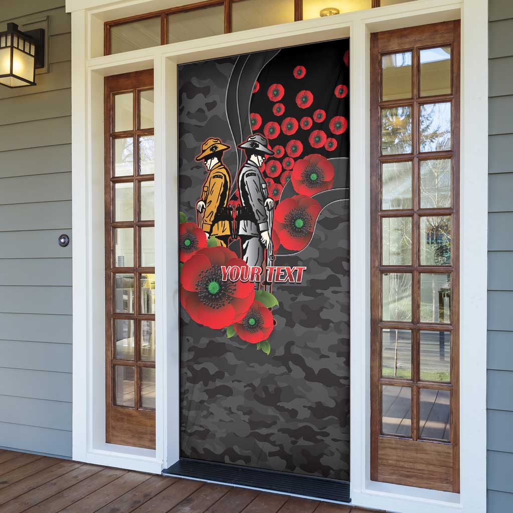 Brisbane Broncos ANZAC Personalised Door Cover Lest We Forget Poppy Camo