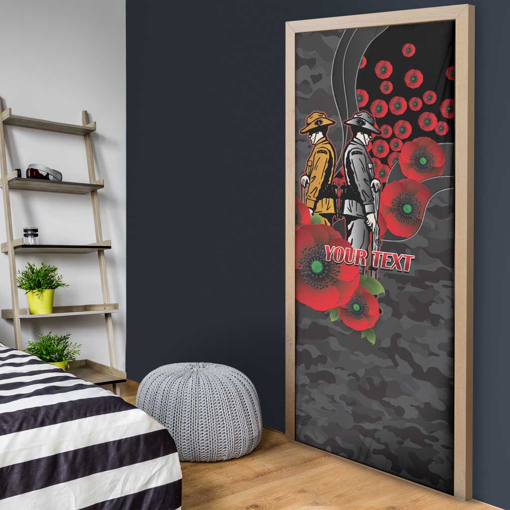 Brisbane Broncos ANZAC Personalised Door Cover Lest We Forget Poppy Camo