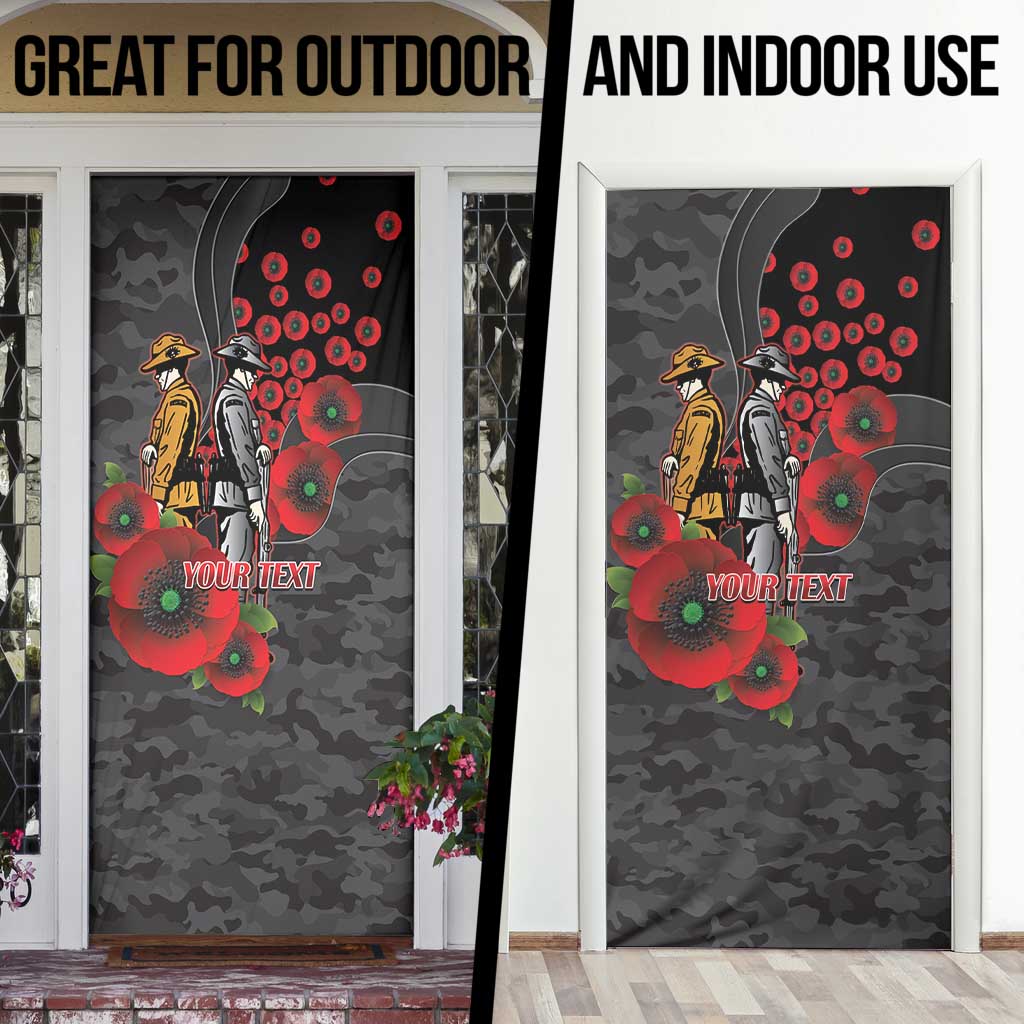 Brisbane Broncos ANZAC Personalised Door Cover Lest We Forget Poppy Camo
