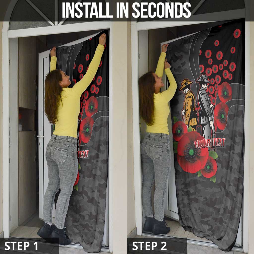 Brisbane Broncos ANZAC Personalised Door Cover Lest We Forget Poppy Camo