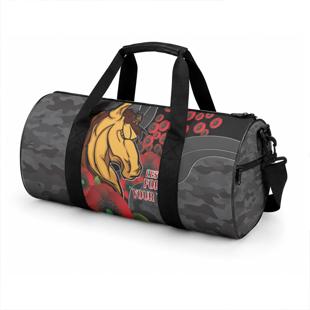 Brisbane Broncos ANZAC Personalised Duffle Bag Lest We Forget Poppy Camo