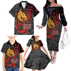 Brisbane Broncos ANZAC Personalised Family Matching Off The Shoulder Long Sleeve Dress and Hawaiian Shirt Lest We Forget Poppy Camo