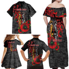 Brisbane Broncos ANZAC Personalised Family Matching Off Shoulder Maxi Dress and Hawaiian Shirt Lest We Forget Poppy Camo