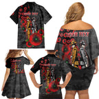 Brisbane Broncos ANZAC Personalised Family Matching Off Shoulder Short Dress and Hawaiian Shirt Lest We Forget Poppy Camo