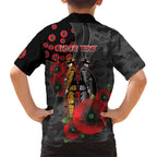 Brisbane Broncos ANZAC Personalised Family Matching Short Sleeve Bodycon Dress and Hawaiian Shirt Lest We Forget Poppy Camo