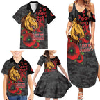 Brisbane Broncos ANZAC Personalised Family Matching Summer Maxi Dress and Hawaiian Shirt Lest We Forget Poppy Camo