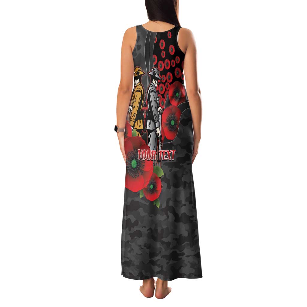 Brisbane Broncos ANZAC Personalised Family Matching Tank Maxi Dress and Hawaiian Shirt Lest We Forget Poppy Camo