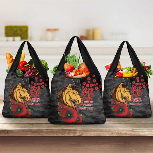 Brisbane Broncos ANZAC Personalised Grocery Bag Lest We Forget Poppy Camo