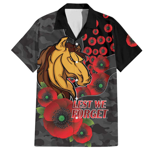 Brisbane Broncos ANZAC Personalised Hawaiian Shirt Lest We Forget Poppy Camo