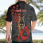 Brisbane Broncos ANZAC Personalised Hawaiian Shirt Lest We Forget Poppy Camo