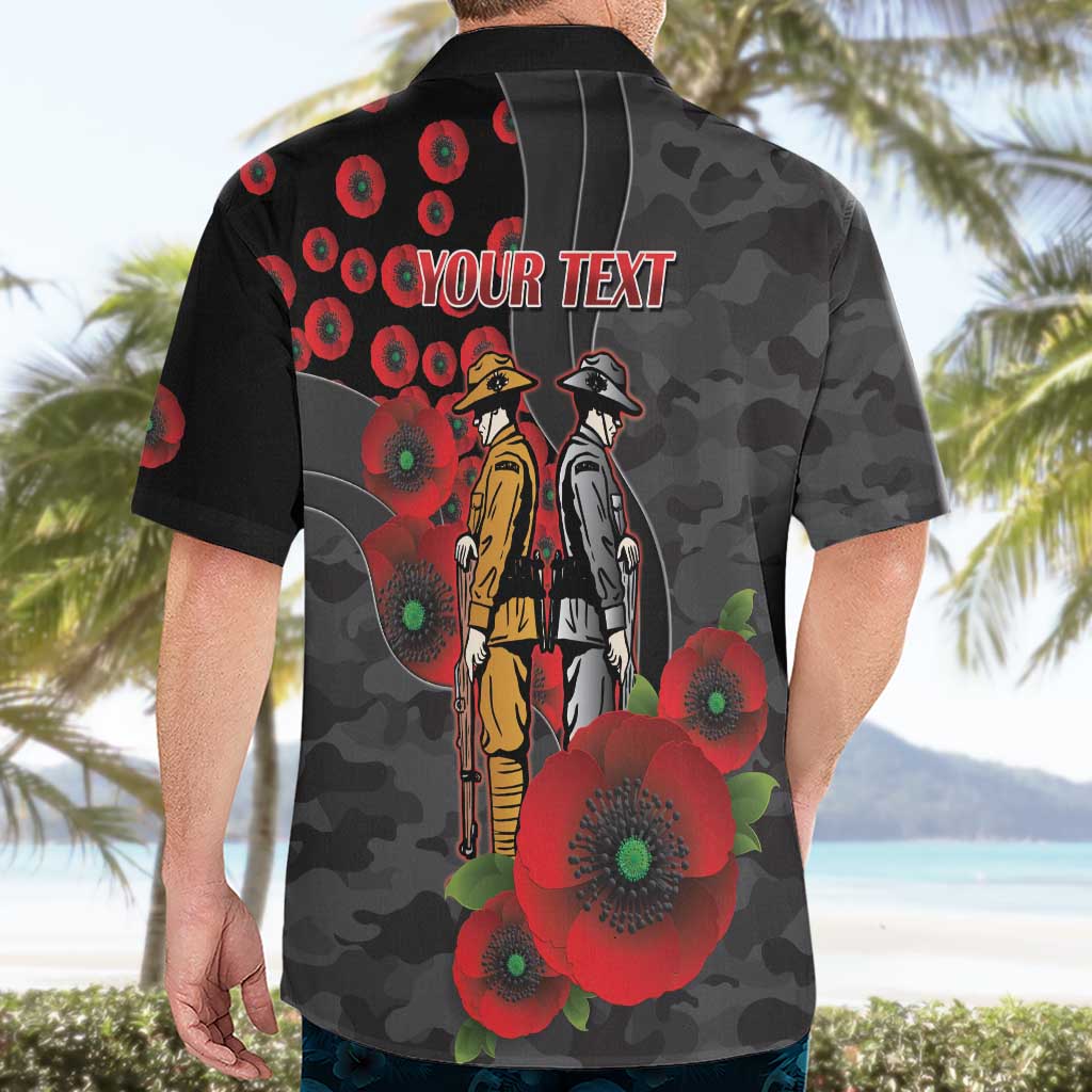 Brisbane Broncos ANZAC Personalised Hawaiian Shirt Lest We Forget Poppy Camo