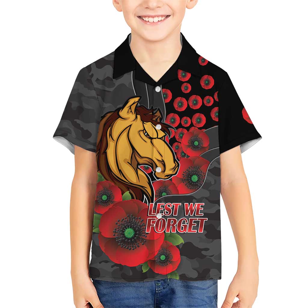 Brisbane Broncos ANZAC Personalised Hawaiian Shirt Lest We Forget Poppy Camo