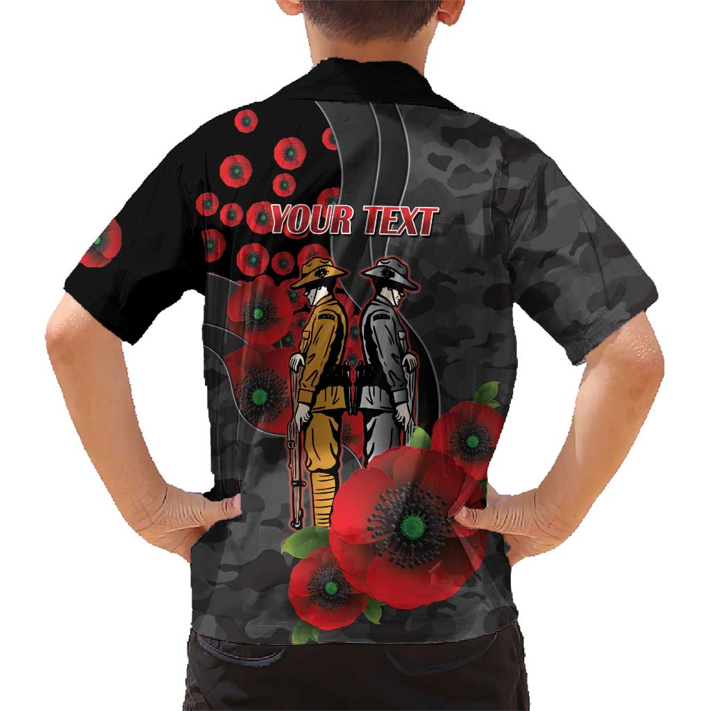 Brisbane Broncos ANZAC Personalised Hawaiian Shirt Lest We Forget Poppy Camo