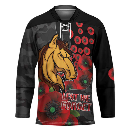 Brisbane Broncos ANZAC Personalised Hockey Jersey Lest We Forget Poppy Camo
