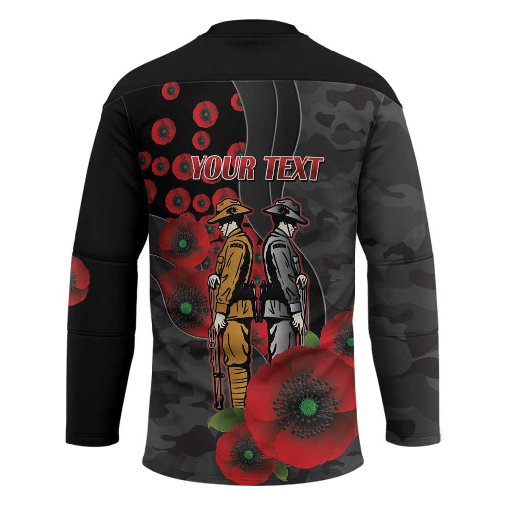 Brisbane Broncos ANZAC Personalised Hockey Jersey Lest We Forget Poppy Camo