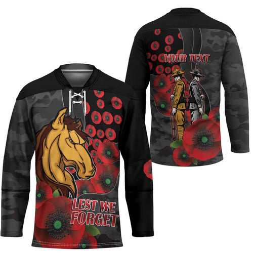 Brisbane Broncos ANZAC Personalised Hockey Jersey Lest We Forget Poppy Camo