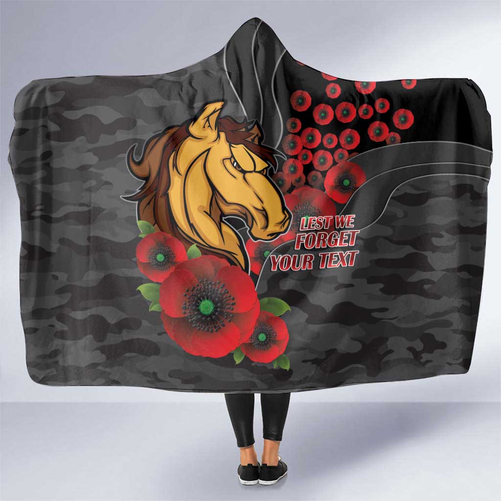 Brisbane Broncos ANZAC Personalised Hooded Blanket Lest We Forget Poppy Camo