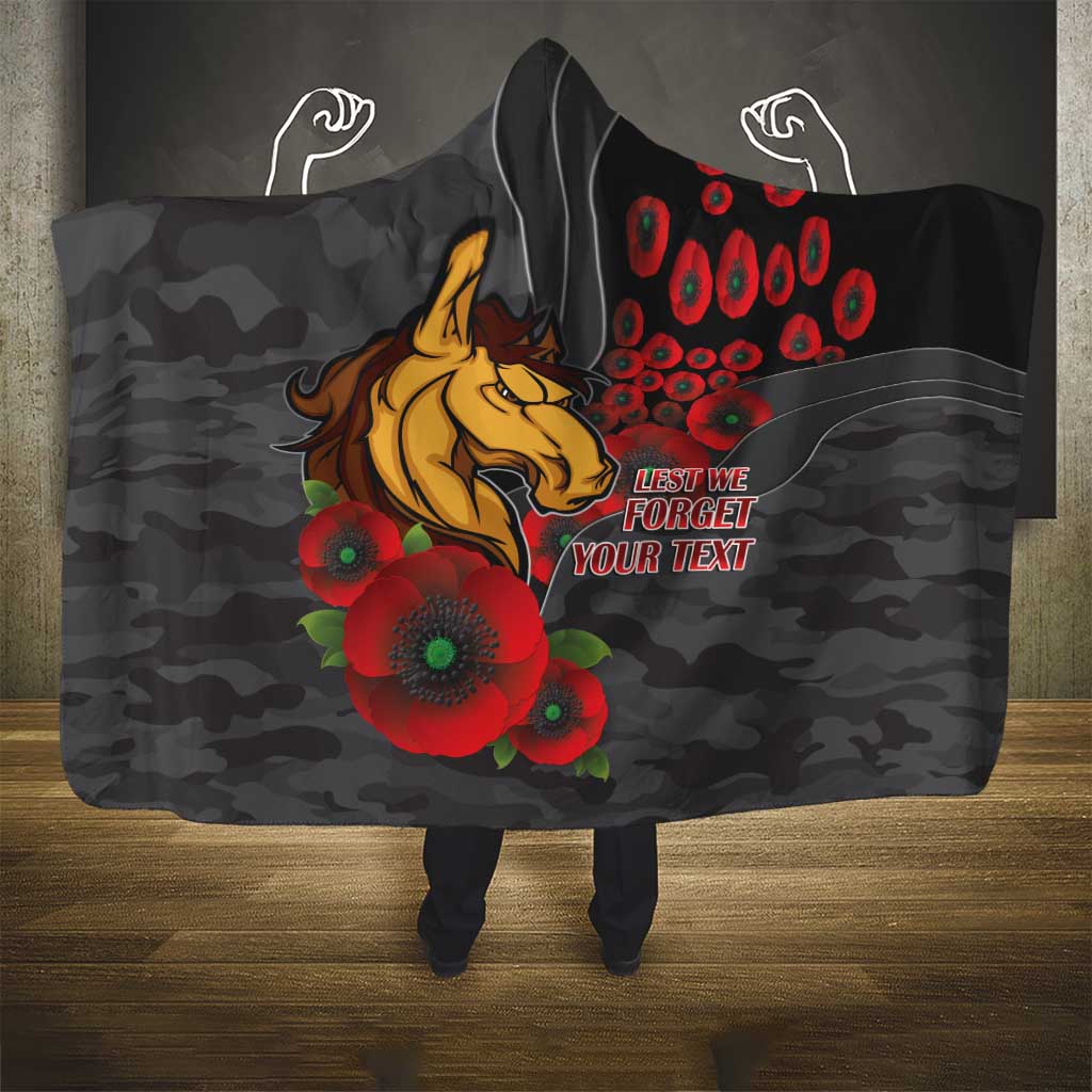 Brisbane Broncos ANZAC Personalised Hooded Blanket Lest We Forget Poppy Camo