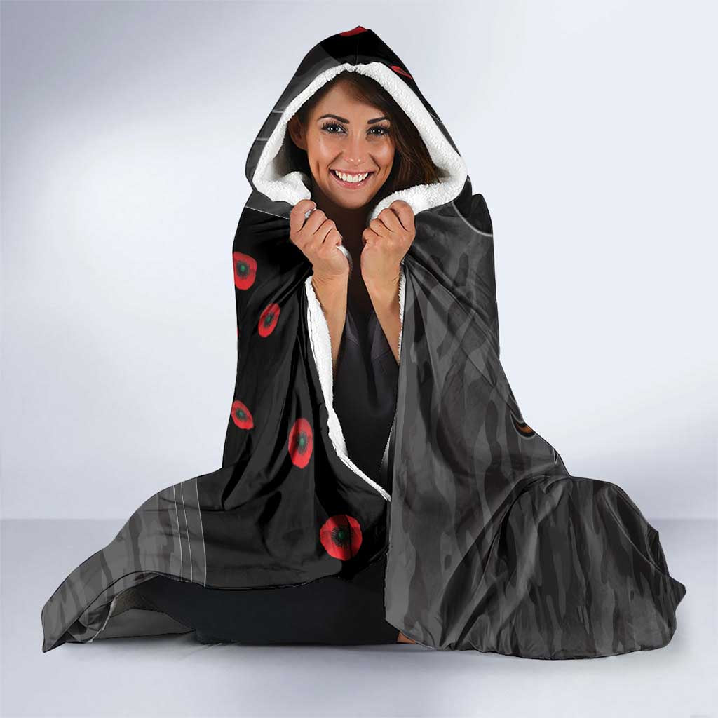 Brisbane Broncos ANZAC Personalised Hooded Blanket Lest We Forget Poppy Camo