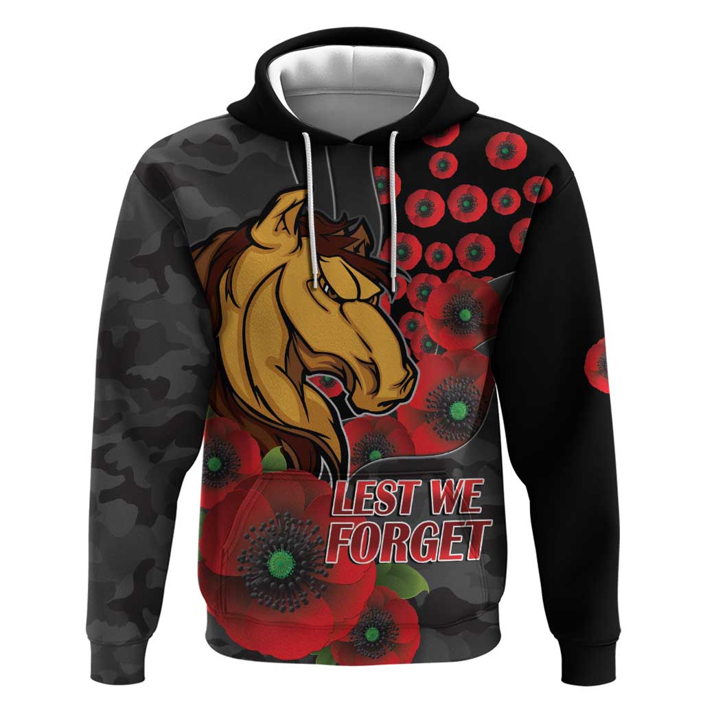 Brisbane Broncos ANZAC Personalised Hoodie Lest We Forget Poppy Camo