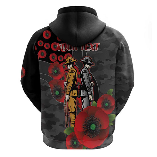 Brisbane Broncos ANZAC Personalised Hoodie Lest We Forget Poppy Camo