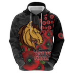 Brisbane Broncos ANZAC Personalised Hoodie Lest We Forget Poppy Camo