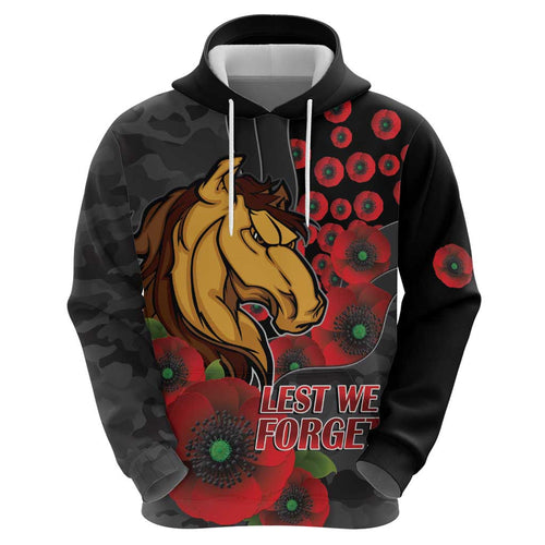 Brisbane Broncos ANZAC Personalised Hoodie Lest We Forget Poppy Camo