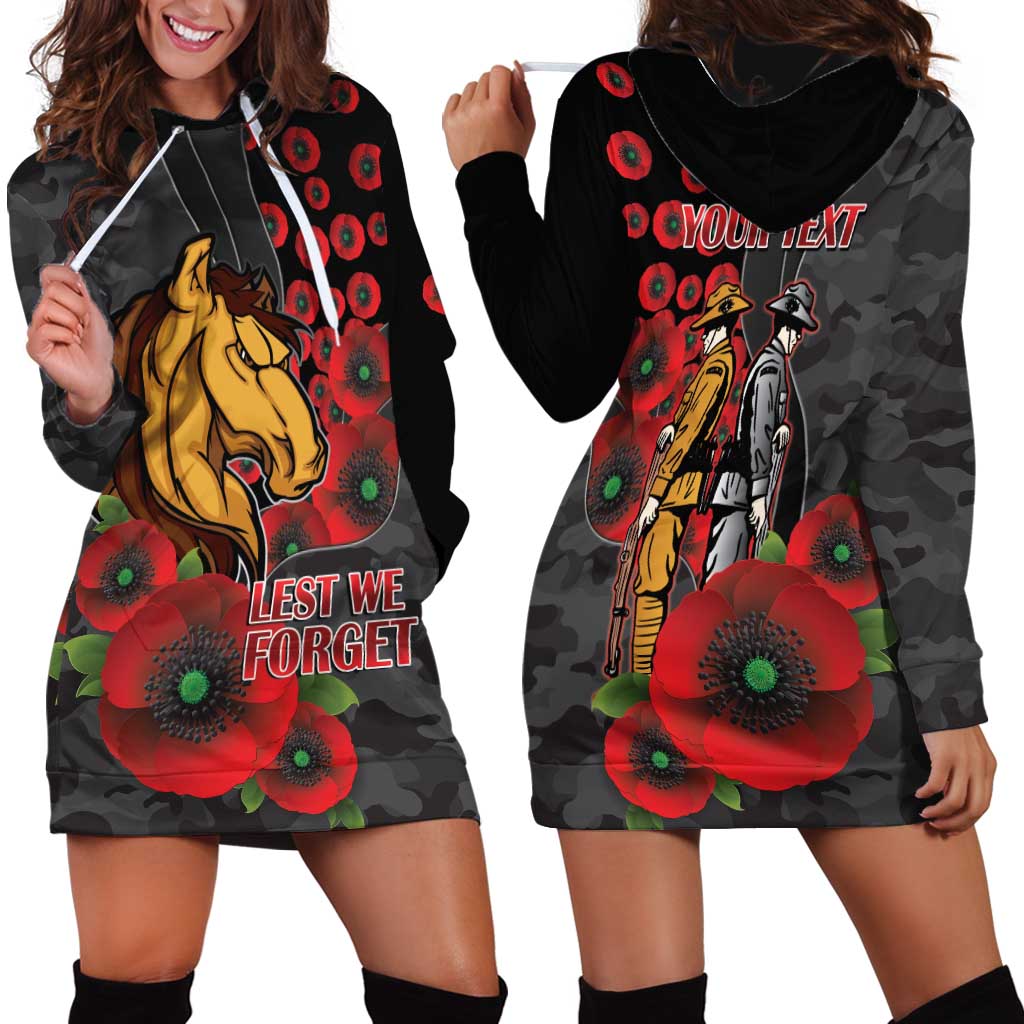 Brisbane Broncos ANZAC Personalised Hoodie Dress Lest We Forget Poppy Camo