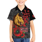 Brisbane Broncos ANZAC Personalised Kid Hawaiian Shirt Lest We Forget Poppy Camo