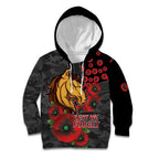 Brisbane Broncos ANZAC Personalised Kid Hoodie Lest We Forget Poppy Camo