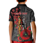 Brisbane Broncos ANZAC Personalised Kid Polo Shirt Lest We Forget Poppy Camo