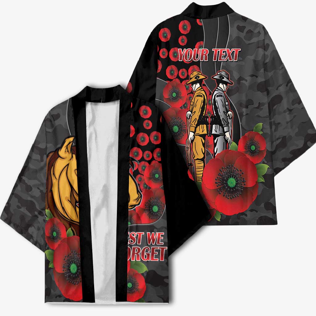 Brisbane Broncos ANZAC Personalised Kimono Lest We Forget Poppy Camo