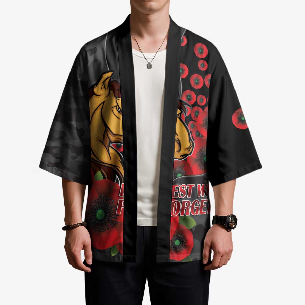 Brisbane Broncos ANZAC Personalised Kimono Lest We Forget Poppy Camo
