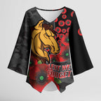 Brisbane Broncos ANZAC Personalised Kimono Sleeve Blouse Lest We Forget Poppy Camo