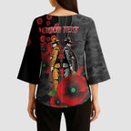 Brisbane Broncos ANZAC Personalised Kimono Sleeve Blouse Lest We Forget Poppy Camo