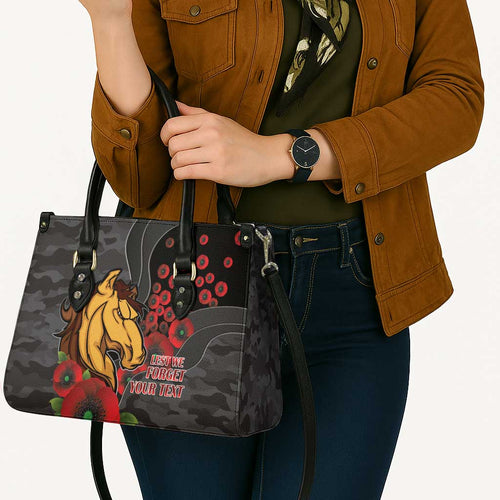 Brisbane Broncos ANZAC Personalised Leather Bag Lest We Forget Poppy Camo
