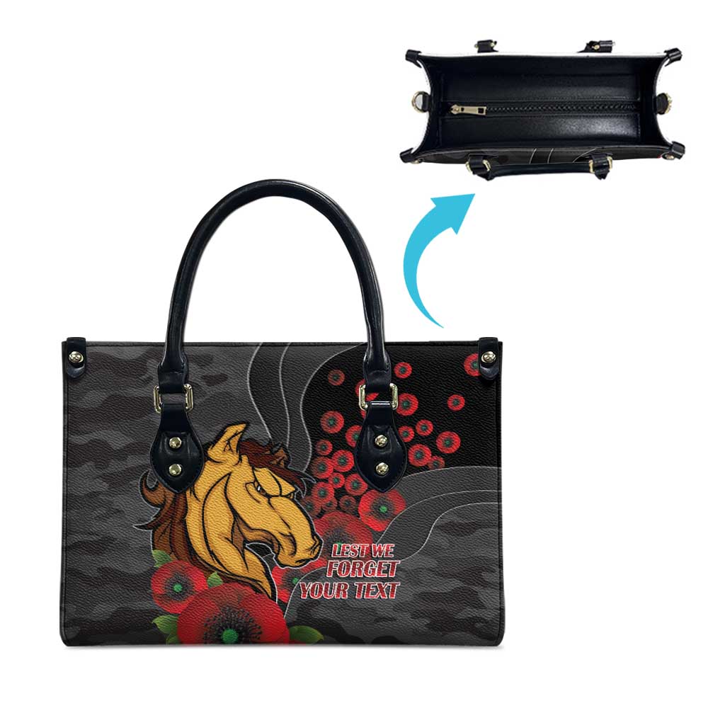 Brisbane Broncos ANZAC Personalised Leather Bag Lest We Forget Poppy Camo