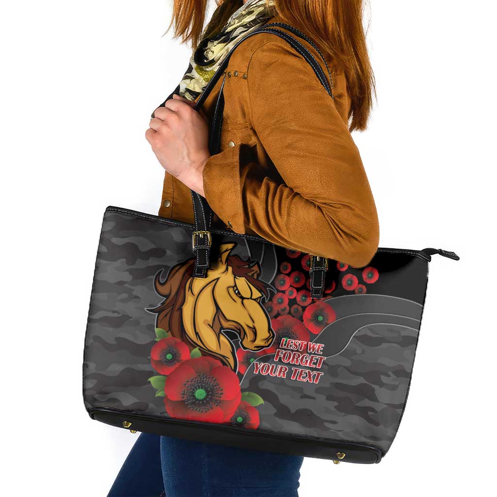 Brisbane Broncos ANZAC Personalised Leather Tote Bag Lest We Forget Poppy Camo
