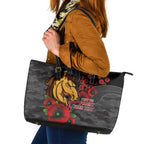 Brisbane Broncos ANZAC Personalised Leather Tote Bag Lest We Forget Poppy Camo