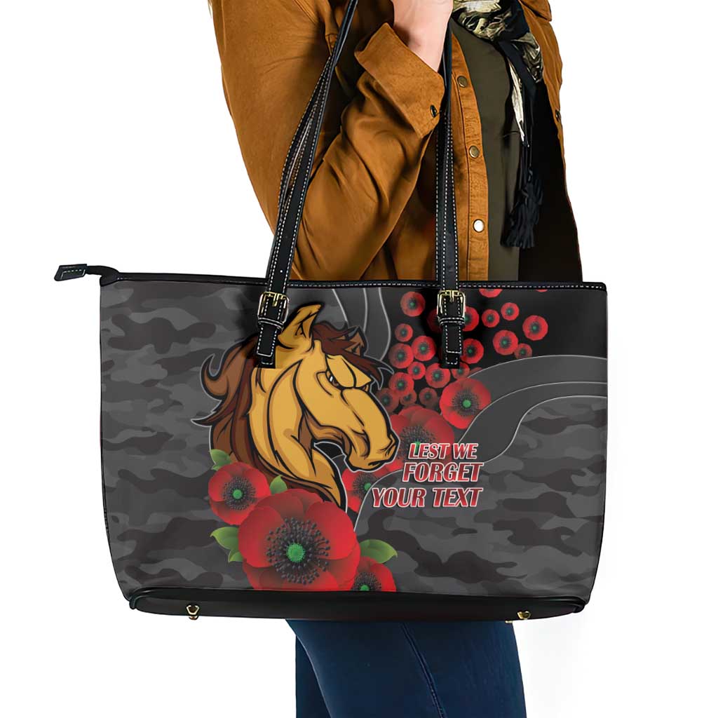 Brisbane Broncos ANZAC Personalised Leather Tote Bag Lest We Forget Poppy Camo