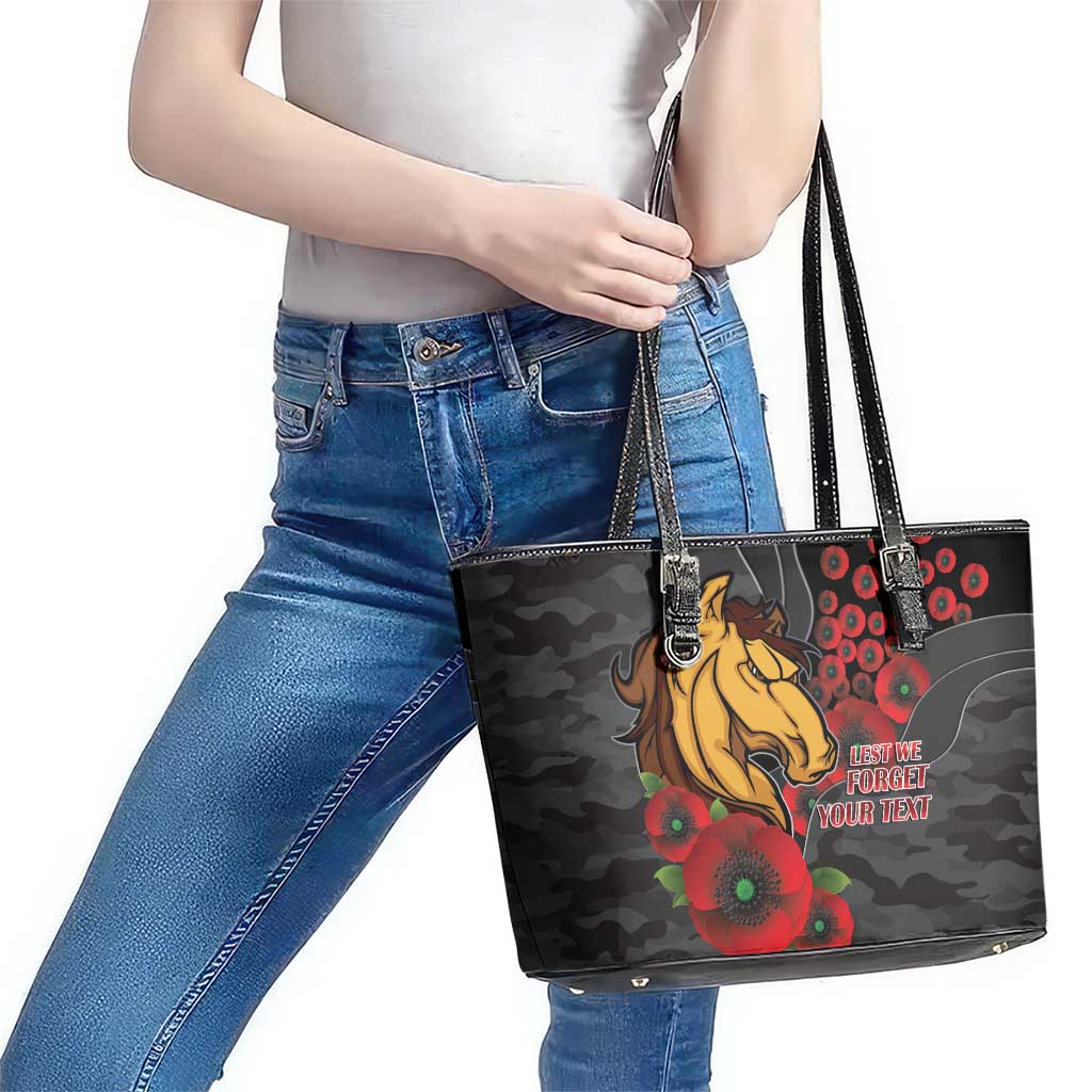 Brisbane Broncos ANZAC Personalised Leather Tote Bag Lest We Forget Poppy Camo
