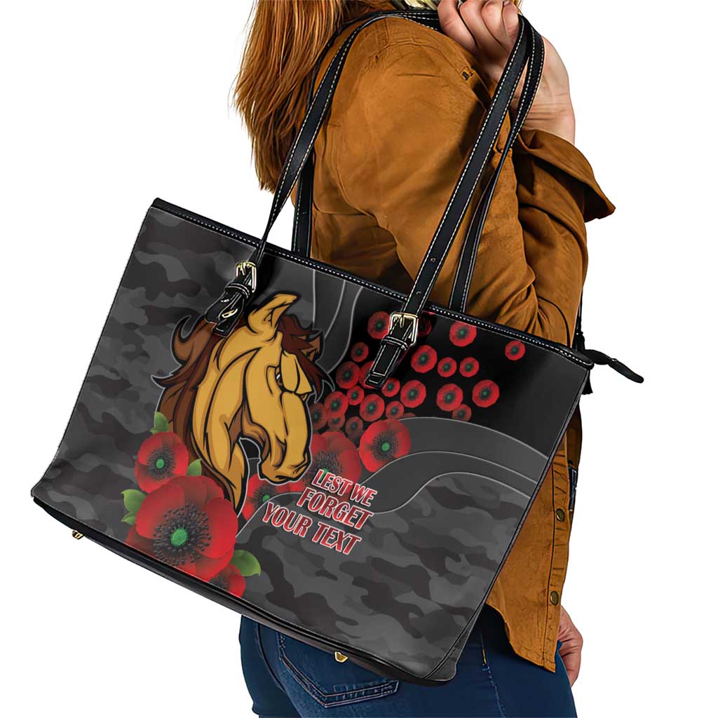Brisbane Broncos ANZAC Personalised Leather Tote Bag Lest We Forget Poppy Camo