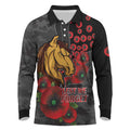 Brisbane Broncos ANZAC Personalised Long Sleeve Polo Shirt Lest We Forget Poppy Camo
