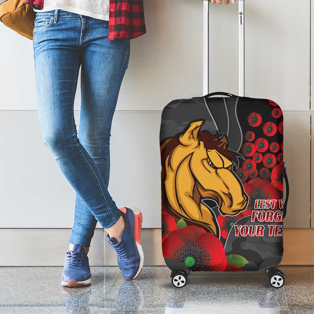 Brisbane Broncos ANZAC Personalised Luggage Cover Lest We Forget Poppy Camo