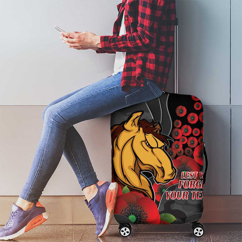 Brisbane Broncos ANZAC Personalised Luggage Cover Lest We Forget Poppy Camo