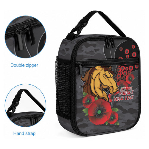Brisbane Broncos ANZAC Personalised Lunch Bag Lest We Forget Poppy Camo
