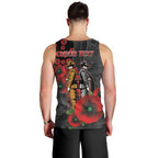 Brisbane Broncos ANZAC Personalised Men Tank Top Lest We Forget Poppy Camo